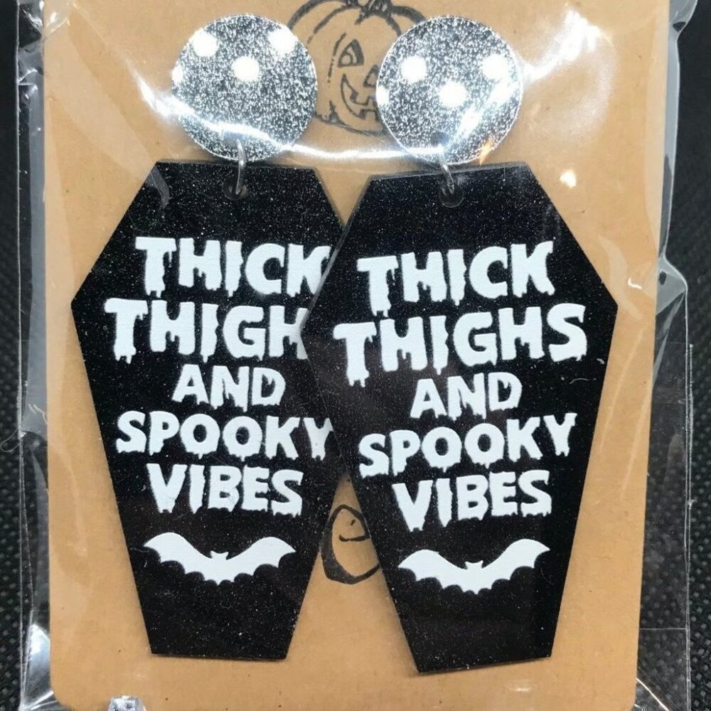 Thick Thighs and Spooky Vibes Coffin Earrings